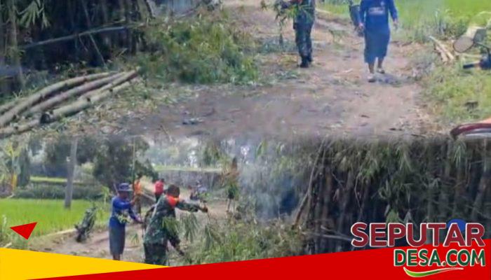 Jaga Keselamatan Pengguna Jalan, Babinsa Bersama Warga Gelar Kerja Bakti