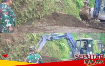 Percepat Normalisasi Jalan, Babinsa Kawal Pengerjaan Akses Wonokitri-Wonomerto dengan Alat Berat