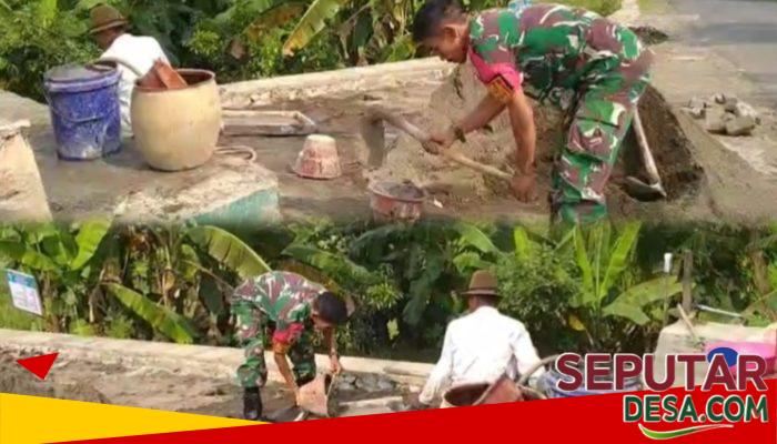 Dari Kebersamaan Lahir Kekuatan, Serda Luthfi dan Warga Watuagung Dirikan Plengsengan