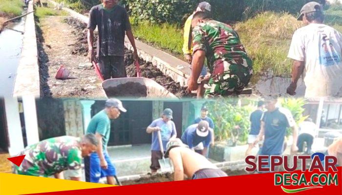 Perkuat Ketahanan Pangan, Babinsa Gunungsari Bersama Masyarakat Benahi Jalan dan Tanggul Persawahan