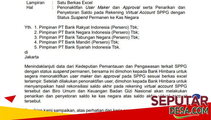 BGN Tarik Dana Rp147,05 Miliar dari 375 SPPG Suspend Permanen, Dikembalikan ke Kas Negara