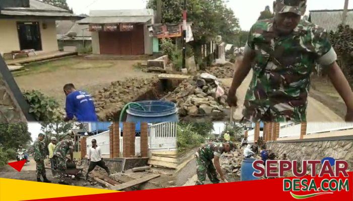 Wujud Kepedulian untuk Lingkungan, Babinsa Kalipucang Bersama Warga Gotong Royong Bangun Drainase Masjid