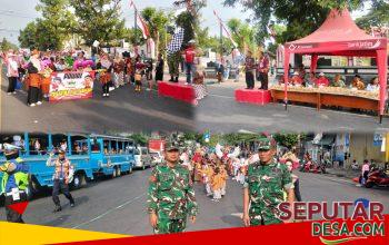 Semarak HUT RI ke-81, Danramil Pandaan Hadiri Karnaval TK, Babinsa Turut Amankan Jalannya Acara