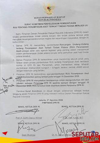 Surat kesepakatan dari DPR RI.