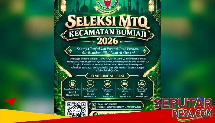 LPTQ Bumiaji Buka Seleksi MTQ Kecamatan 2026, Pendaftaran Dibuka 14 Oktober