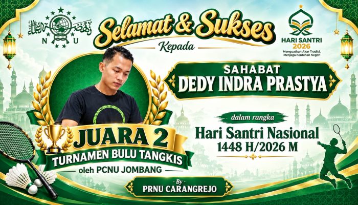 Kader GP Ansor Carangrejo Raih Juara 2 Turnamen Bulu Tangkis PCNU Jombang