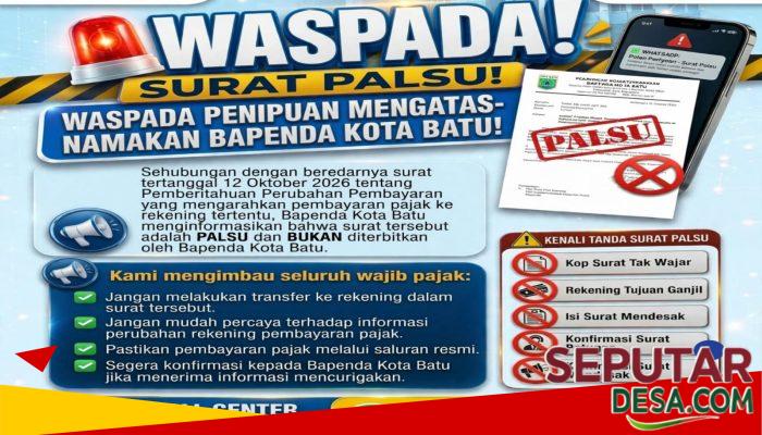 Waspada Surat Palsu! Bapenda Kota Batu Tegaskan Tidak Ada Perubahan Rekening Pembayaran Pajak